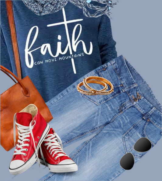 Faith Can Move Mountains Long Sleeve Tee
